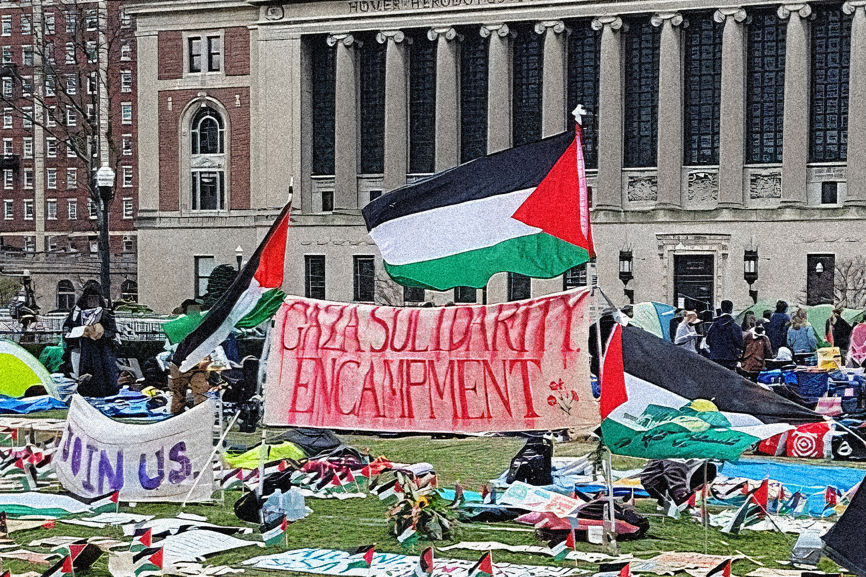 tentenkamp op amerikaanse universiteit in solidariteit met gaza