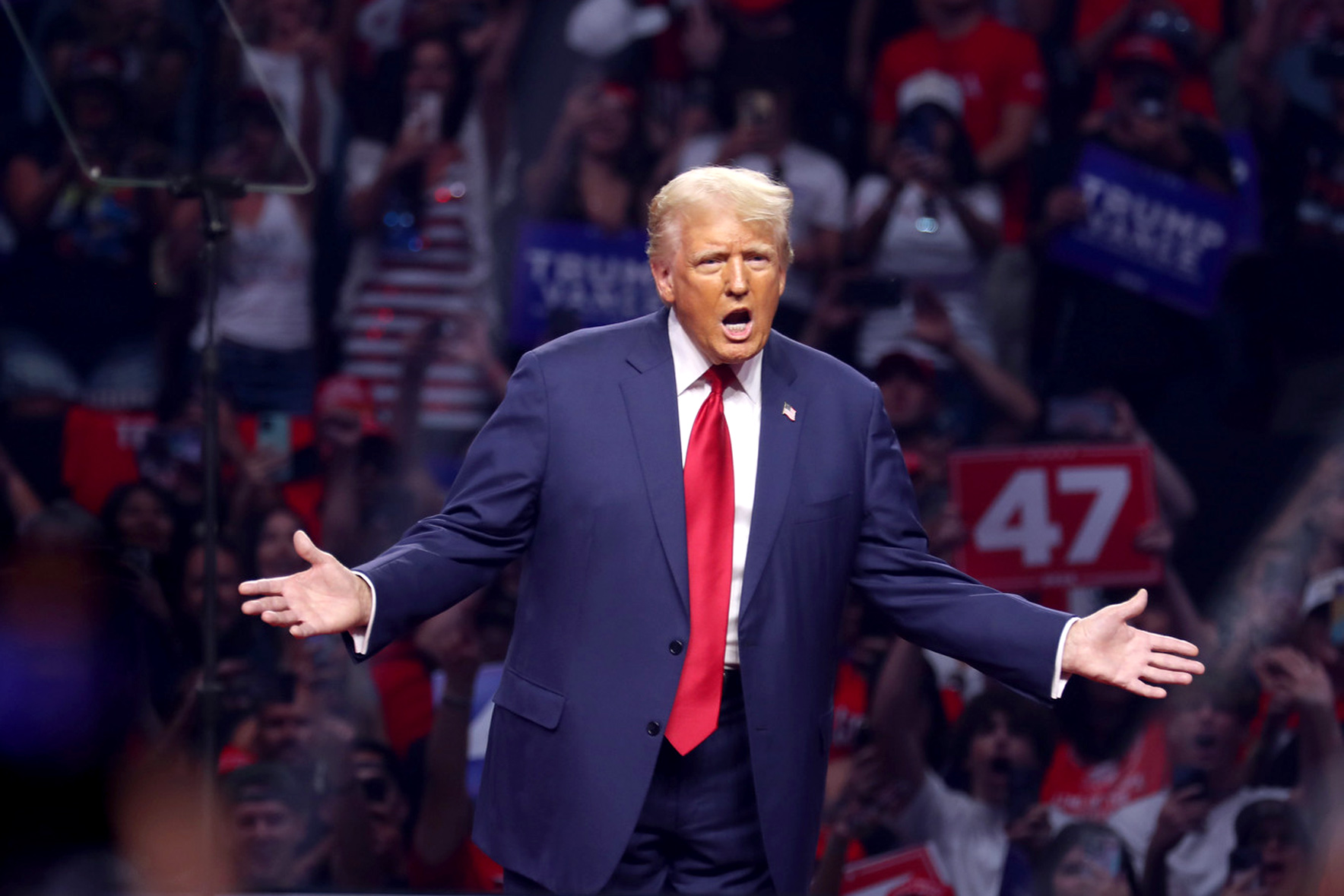 Donald Trump op een verkiezingsbijeenkomst